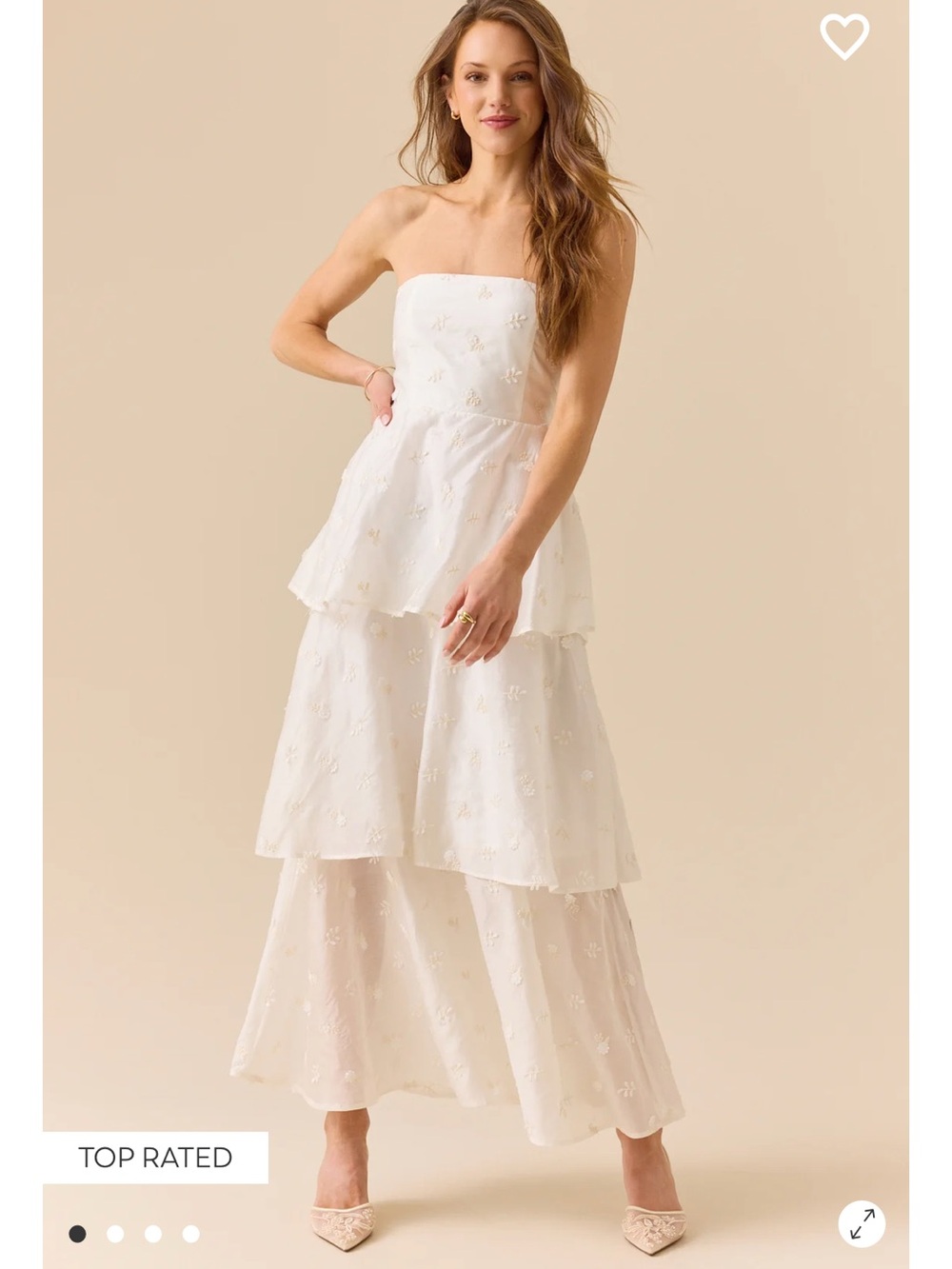 Altar'd State White Strapless Tiered Embroidered Maxi Dress